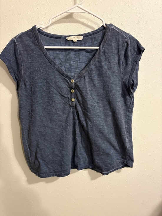 Jane and Delancey Tops - Jane and Delancey Blue Short-Sleeve Henley Top Size Medium